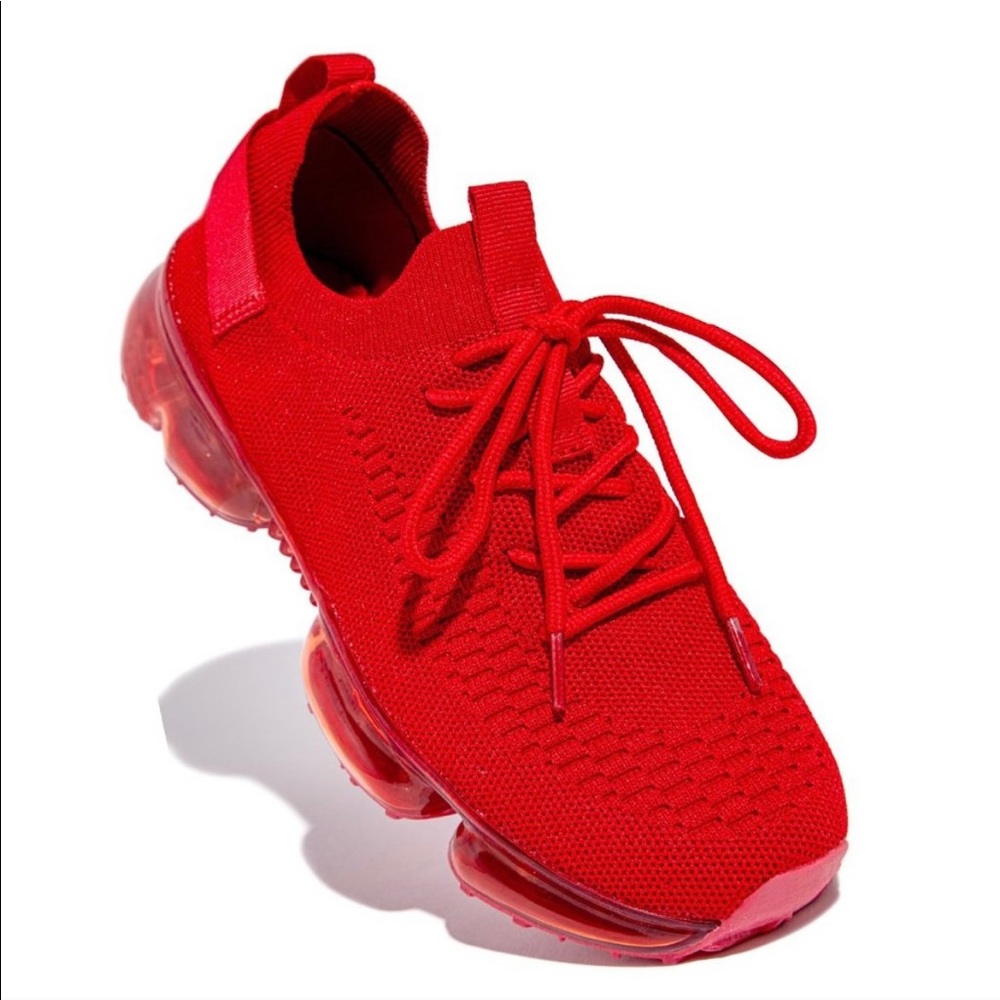 Red FlyKnit Air Bubble Slip On Sneaker - Picture 2 of 9